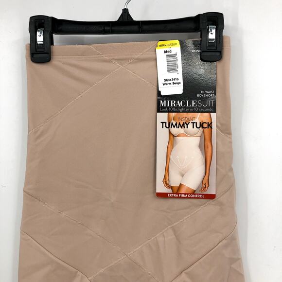 MIRACLE SUIT Instant Tummy Tuck High-Waist Boyshort Medium Warm Beige NWT - Picture 5 of 10